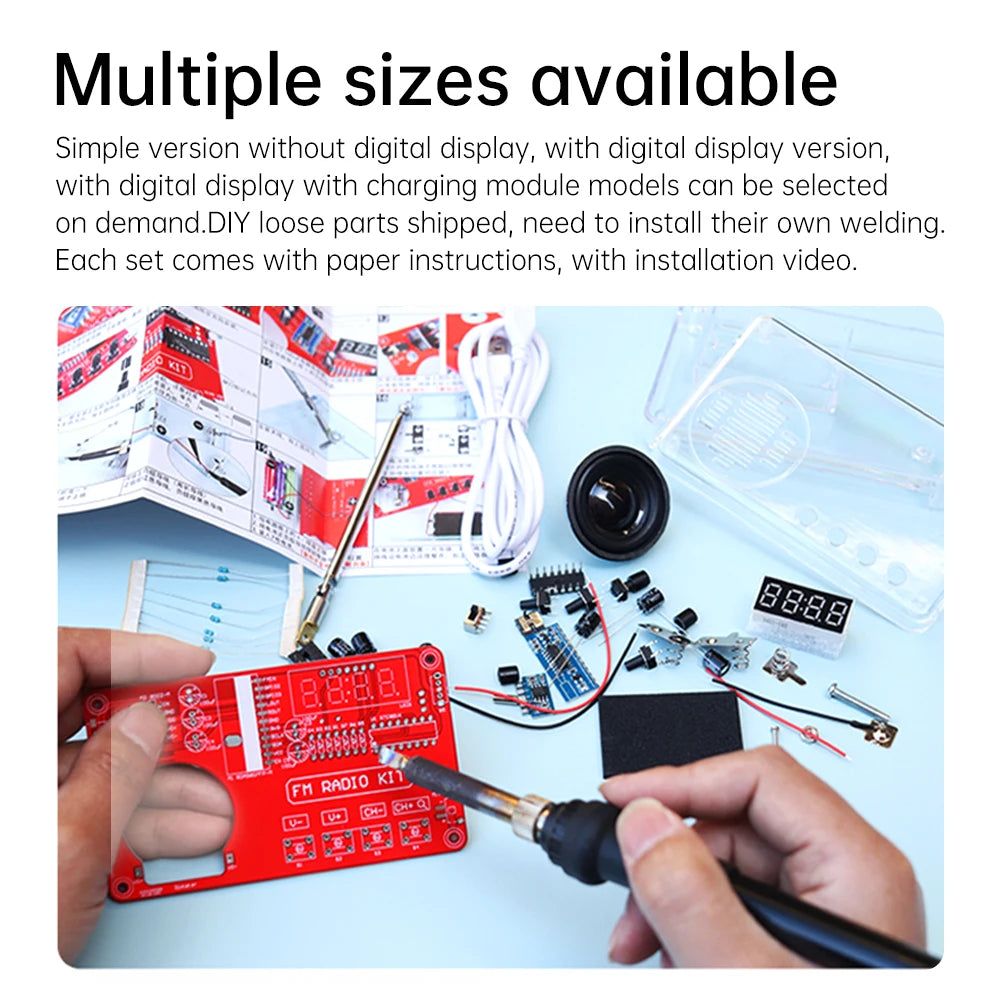 DIY FM Radio Electronic Kit 50-108MHz Adjustable IC RDA5807 with LED Digital Display DIY Soldering Kit 3W Speaker Dual Power Oasis Select