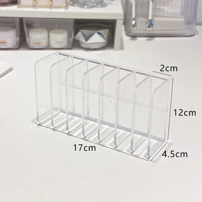 1pc Plastic Transparent 7-Slot Cosmetic Organizer Multi-Functional Makeup Holder Home Office Bathroom Dressing Table Sorting Box Oasis Select L