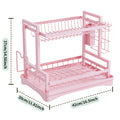 Kitchen Sink Countertop Drain Bowl Rack Drain Basket Rack Cupboard Knife Fork Tableware Dish Storage Rack Oasis Select pink