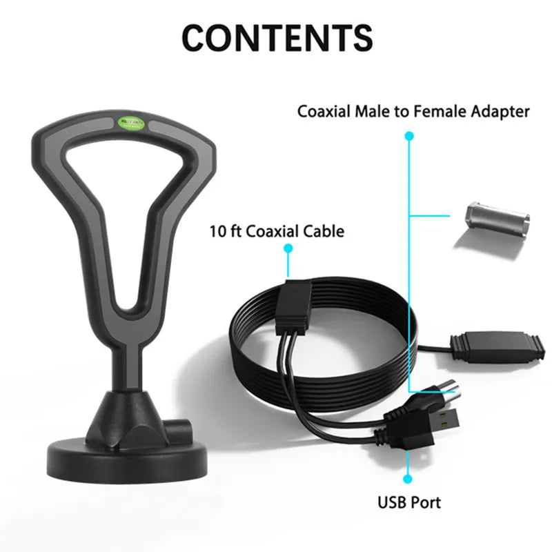 Dual Amplifier Indoor Outdoor TV Antenna HDTV over the Air Wave Antenna DTMB Terrestrial Custom Model Oasis Select black