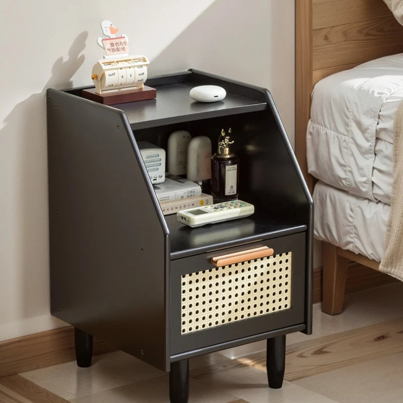 Medieval solid wood bedside table Simple modern bedside bedroom Mini new Chinese log Small storage locker Oasis Select