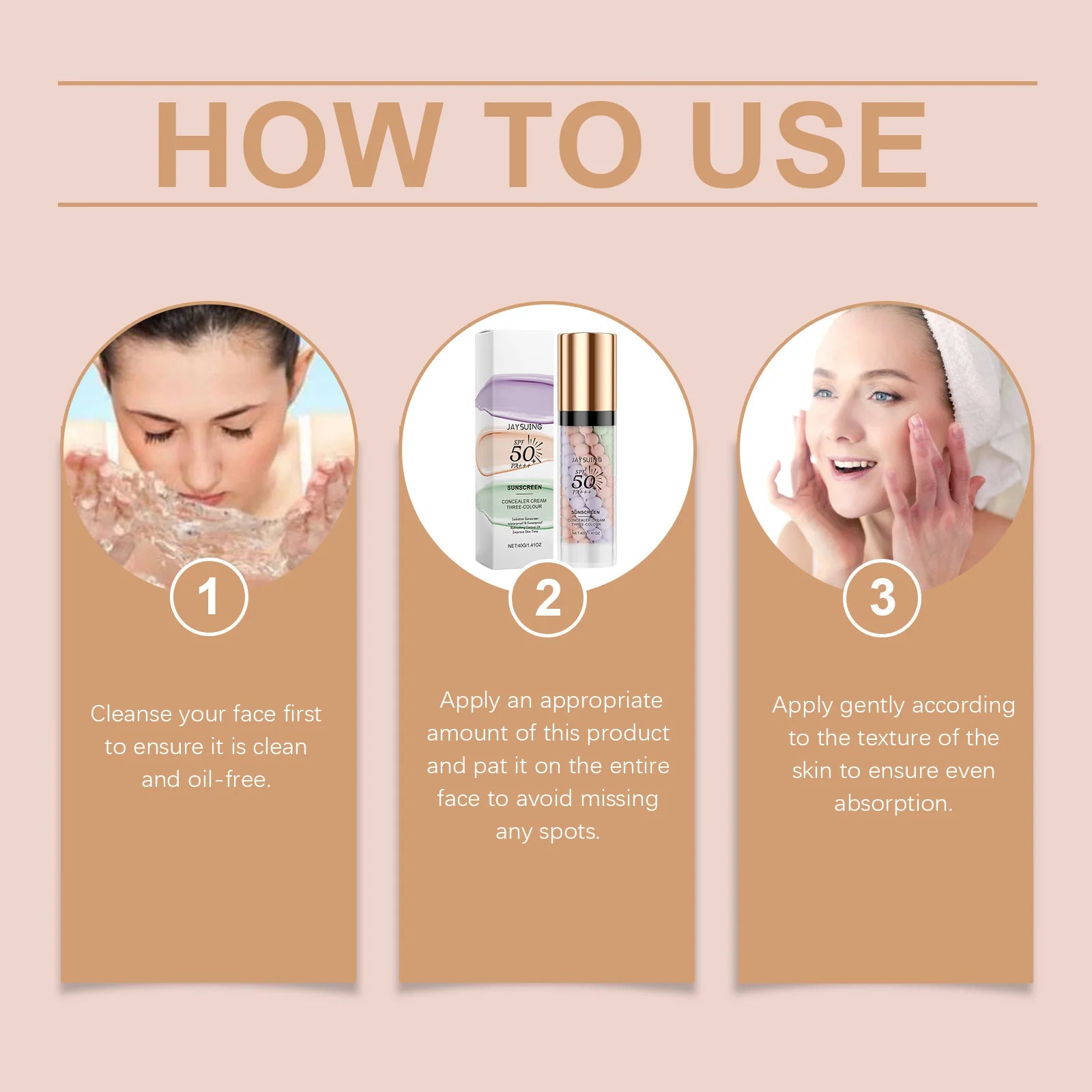 Tri Color Isolation Cream Sunscreen Primer Waterproof Makeup Base Concealer Blemishes Color Correcting Long Lasting Natural Oasis Select