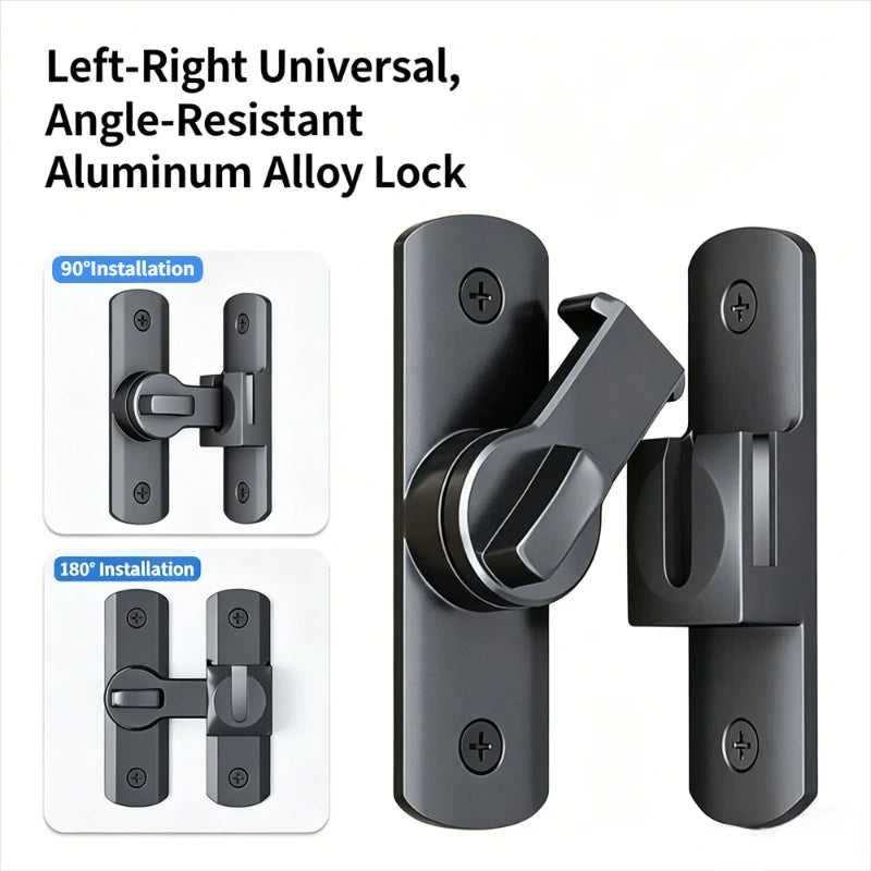90/180 Degree Flip Door Lock Home Security Sliding Door Latch Small Gate Latches Hardware Anti-theft Lock Zinc Alloy Door Bolts Oasis Select