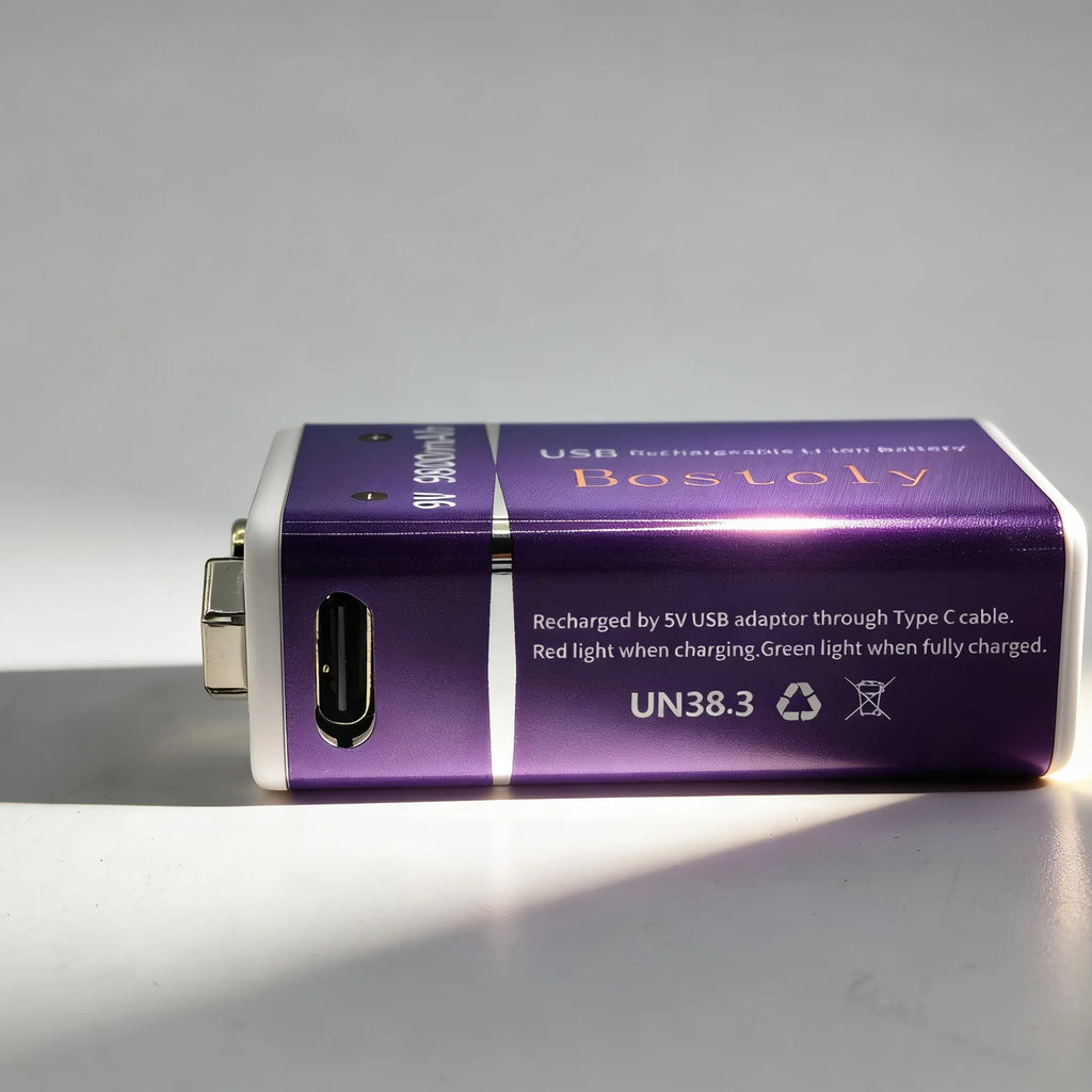Type-C Charging 9V Li-ion Battery 9800mAh Long Lasting Power for Alarm Toys Guitar Pedal Microphone Oasis Select