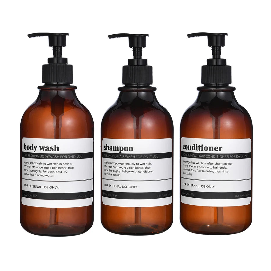 Shampoo and Conditioner Dispenser Reusable Shower Gel Bottle White Refillable Apothecary Dispenser Bottle for Bathroom&Kitchen Oasis Select Style A