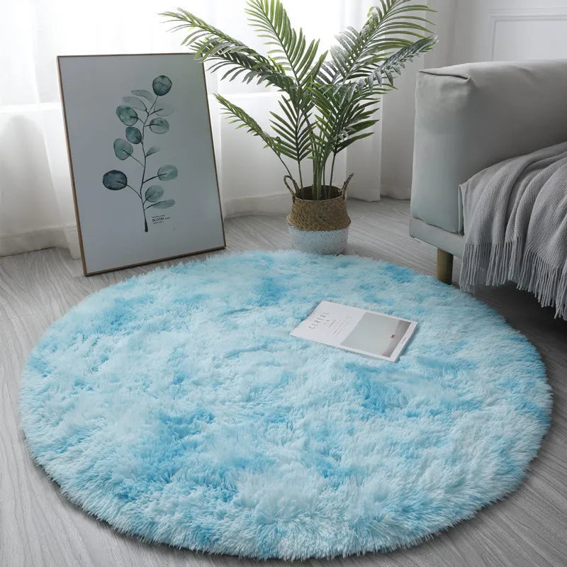 Super Soft Fluffy Round Rug Plush Carpet for Living Room Decor Cozy Bedroom Nursery Kids Room Home Floor Mat Decorative Oasis Select Blue 60CM