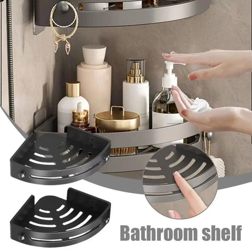 1/2/3Pcs Portable Punch-free Bathroom Shelves Wall-mounted Large Capacity Kitchen Storage Rack Triangle Save Space Shower Shelf Oasis Select
