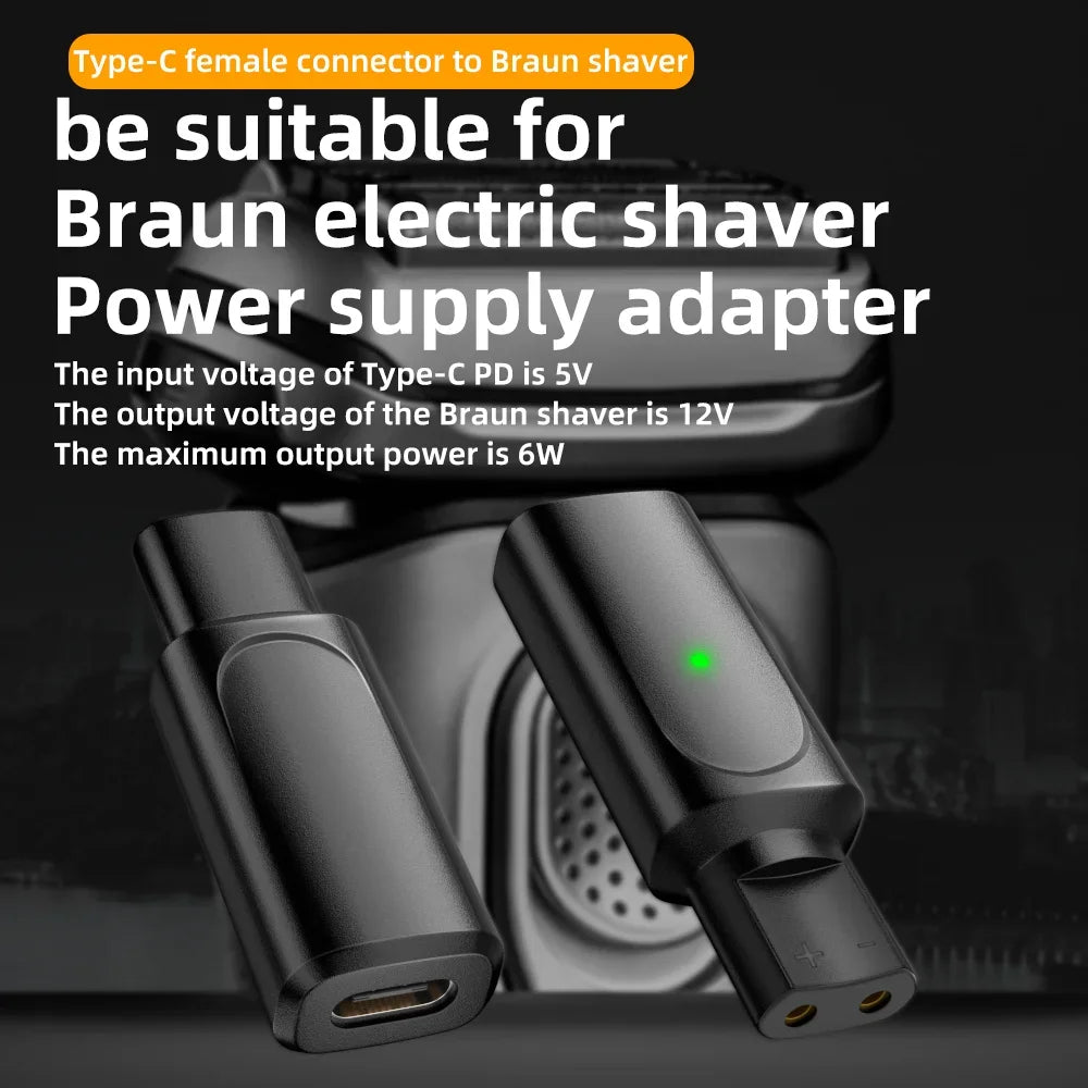 Type-C Shaver Charger Adapter for Braun Series 1 3 5 6 7 9 XT5 Shaver Charger Adapter Oasis Select