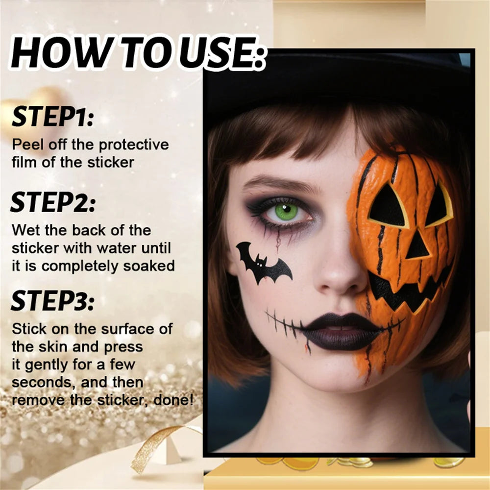 Halloween Glow in the Dark Temporary Face Tattoo Stickers Temporary Tattoo Sticker Oasis Select
