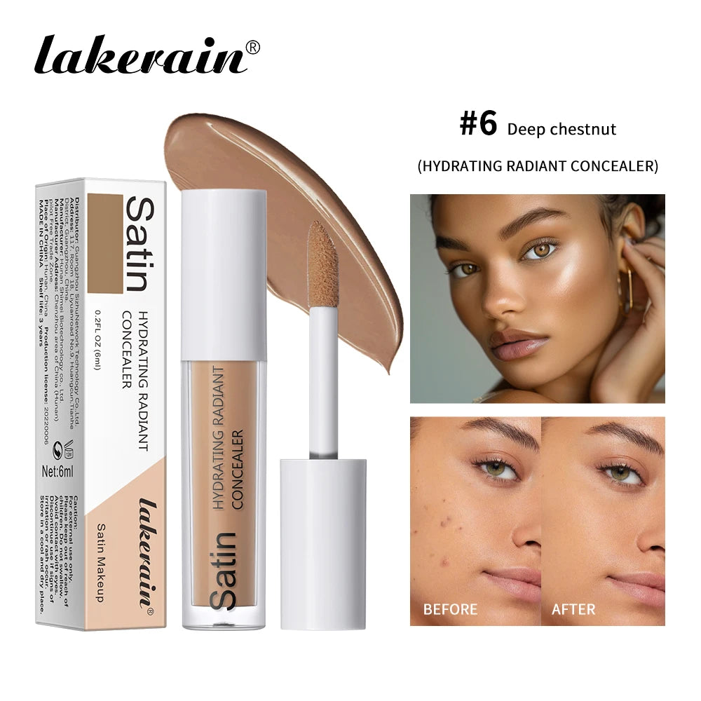 Makeup Face Concealer Hydrating & Moisturizing High Coverage Long Lasting Waterproof Liquid Base Eye Dark Circles Concealer Oasis Select 6 Deep Chestnut