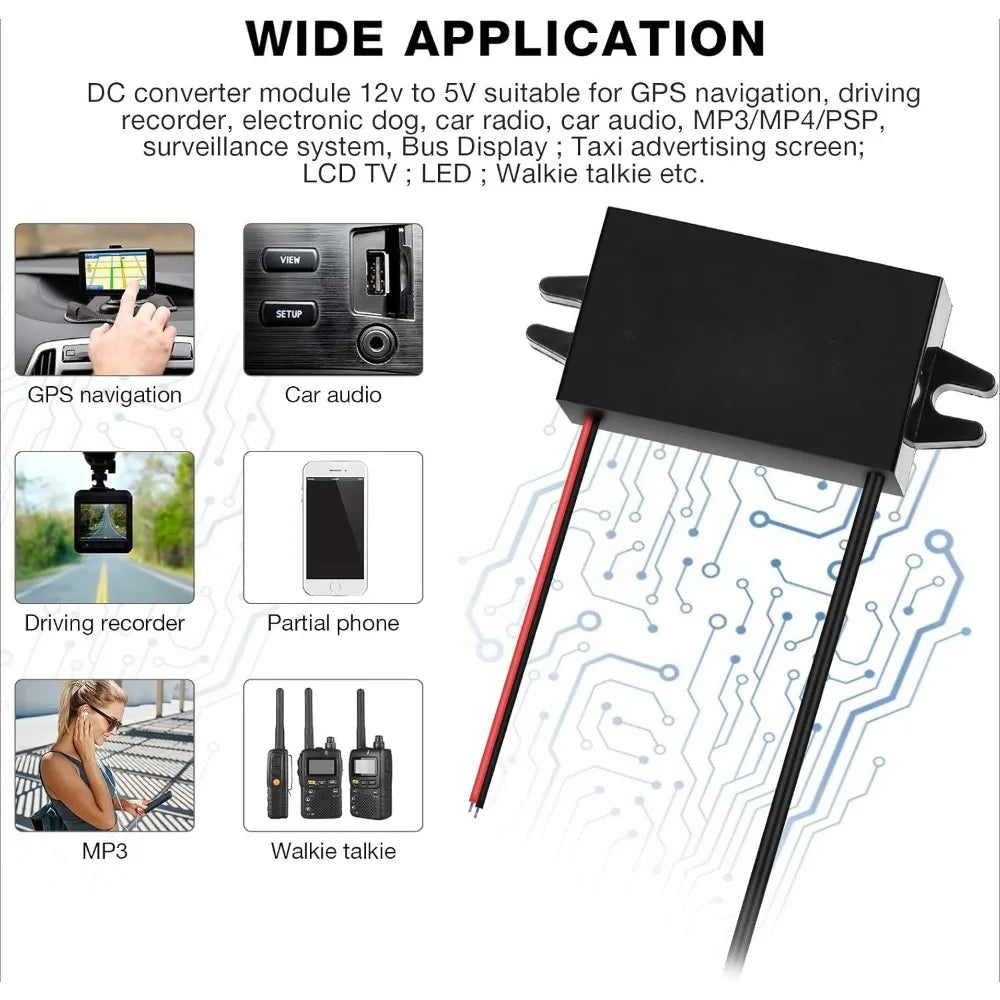 DC/DC Converter 12V To 5V 3A Buck Module Reduced Voltage Regulator Car Power Converter Output Power Adapter Double USB Interface Oasis Select