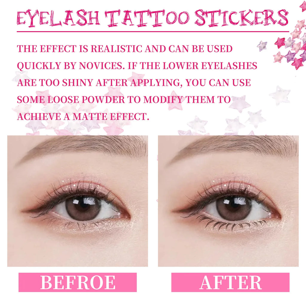 EELHOE Lower Eyelash Tattoo Stickers – 4pcs Fake Lashes False Eyelash Stickers Oasis Select