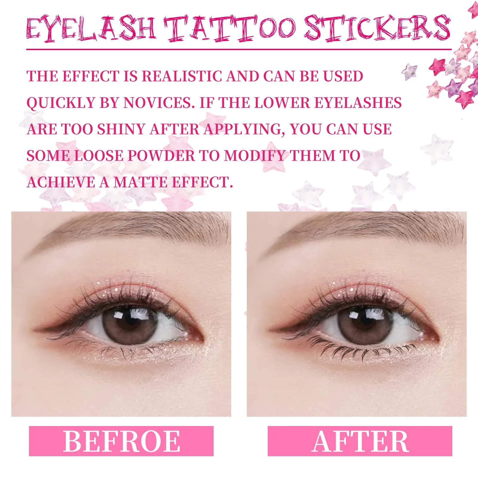 EELHOE Lower Eyelash Tattoo Stickers – 4pcs Fake Lashes False Eyelash Stickers Oasis Select