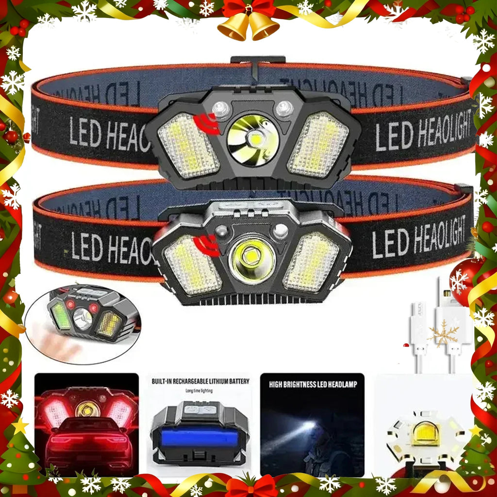 LED Induction Mini Strong Light Headlight Charging Work Light Waterproof Outdoor Multifunctional Camping Light Fishing Light Oasis Select
