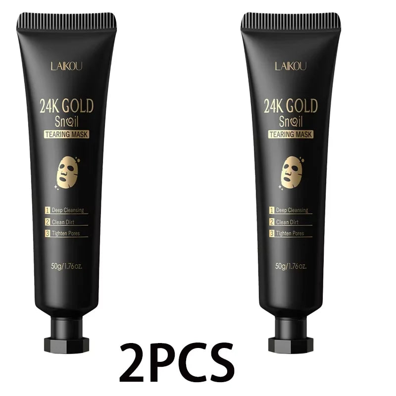 LAIKOU 24K Gold Snail Tear Off Mask, Deep Cleansing Pore Minimizing, Oil Control Blackhead Removal, Tightening Mask 50g Oasis Select 2 PCS