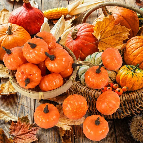 12/24/48Pcs Mini Artificial Pumpkin Happy DIY Halloween Fake Simulation Vegetabl Decoration for Home Halloween Props Crafts Oasis Select