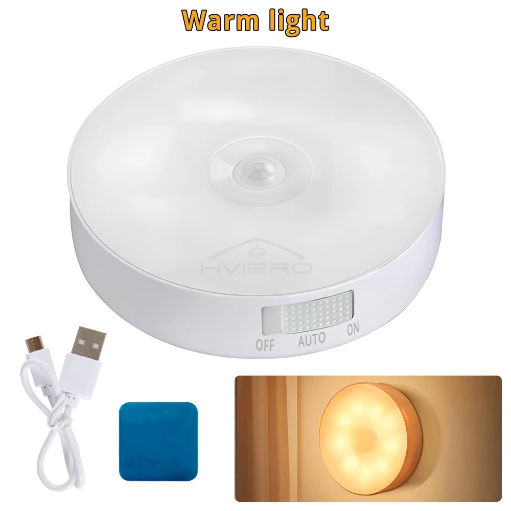 LED Motion Sensor Night Light – USB Rechargeable Wireless Lamp