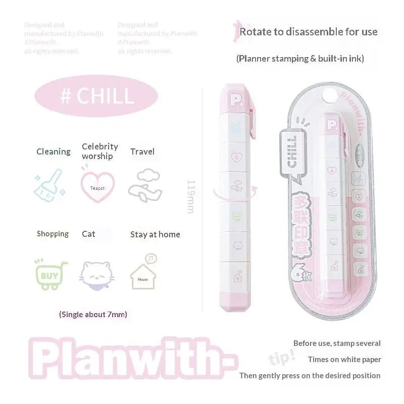 Cute INS Kawaii Multilink Mood Stamp Waterproof Decorative Stamp for Journal Scrapbooking Art Craft Supplies Oasis Select A9