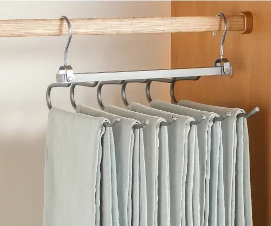 6-in-1 Foldable Pants Hanger – Space-Saving Closet Organizer Pants Hanger Organizer Oasis Select Light Grey 6 Layers