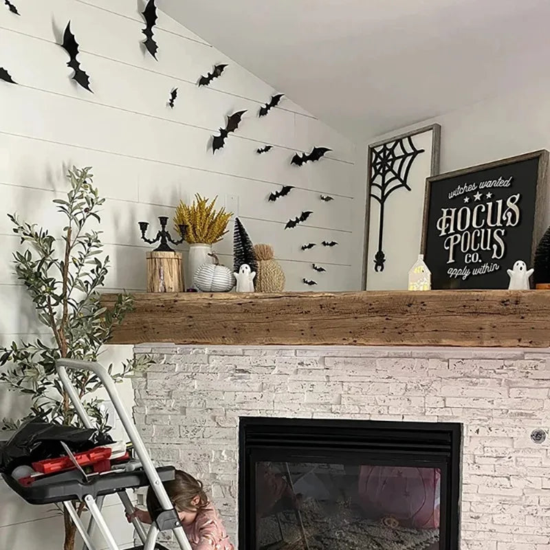 3D Pvc Bat Halloween Decorations on The Wall Black Bats Wall Stickers Halloween Scary Props Oasis Select
