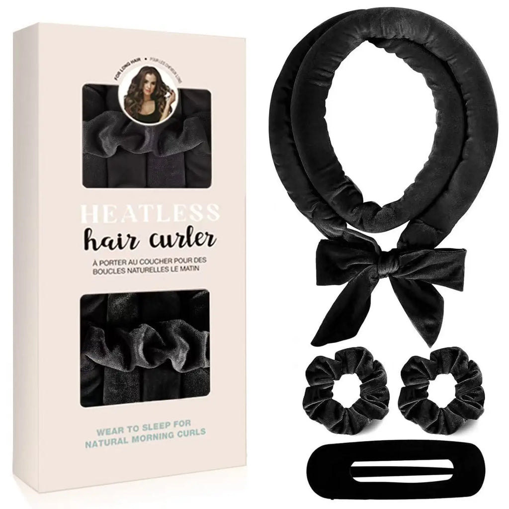 Heatless Curling Rod Headband Soft Hair Curler No Heat Hair Rollers Curlers Lazy Sleeping Curls Curling Hairband Styling Tools Oasis Select Black