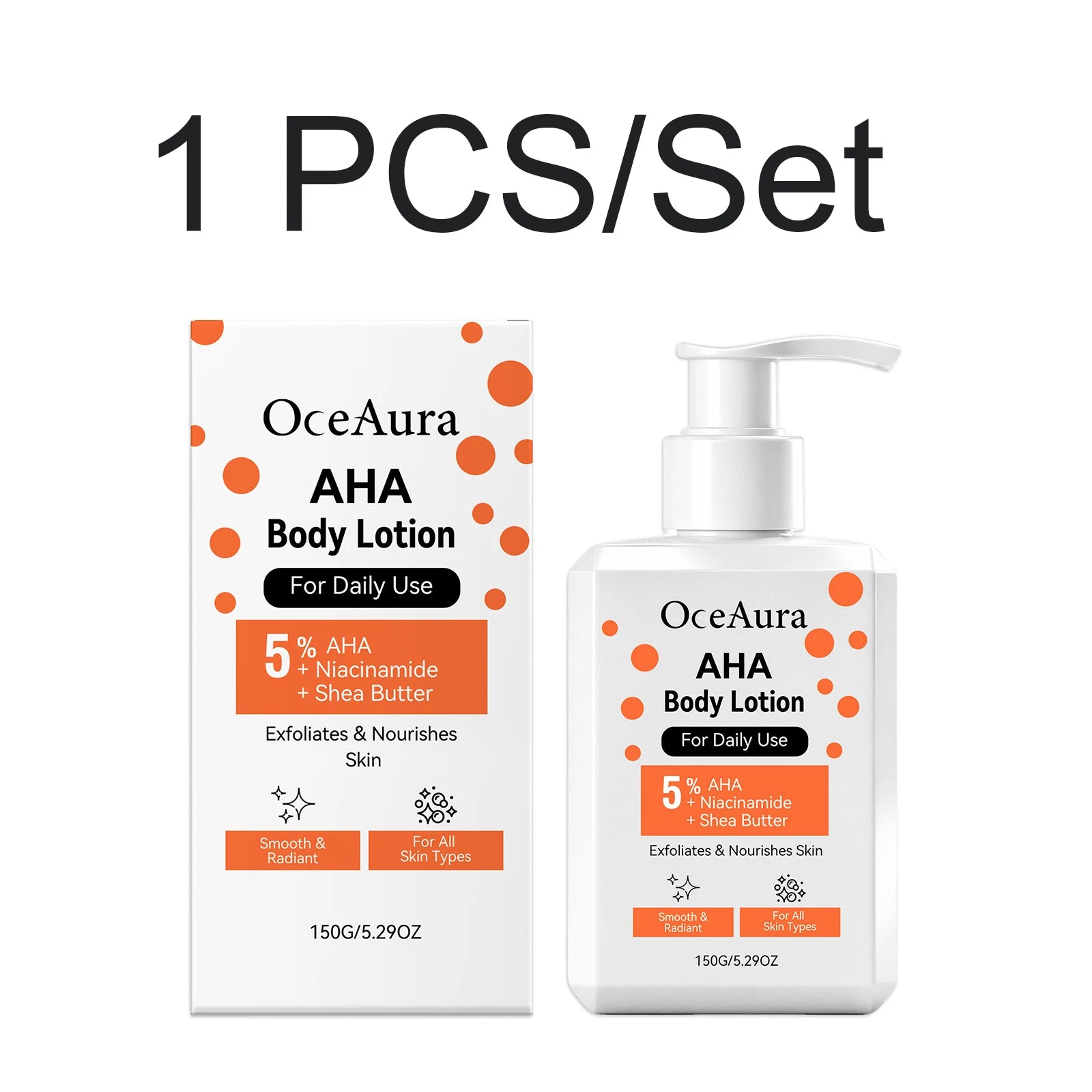 Brightening Body Cream AHA Body Lotion Exfoliating Nourishing Niacinamide Dry Skin Smooth Radiant Daily Use 150g Large Capacity Oasis Select 1 PCS