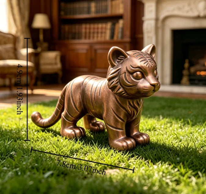Diy Minimalist White Standing Tiger Figurines Ornament Mini Unfinished Cub Sculpture for Bonsai Micro Landscape Room Decor Gifts Oasis Select Tiger cub bronzed