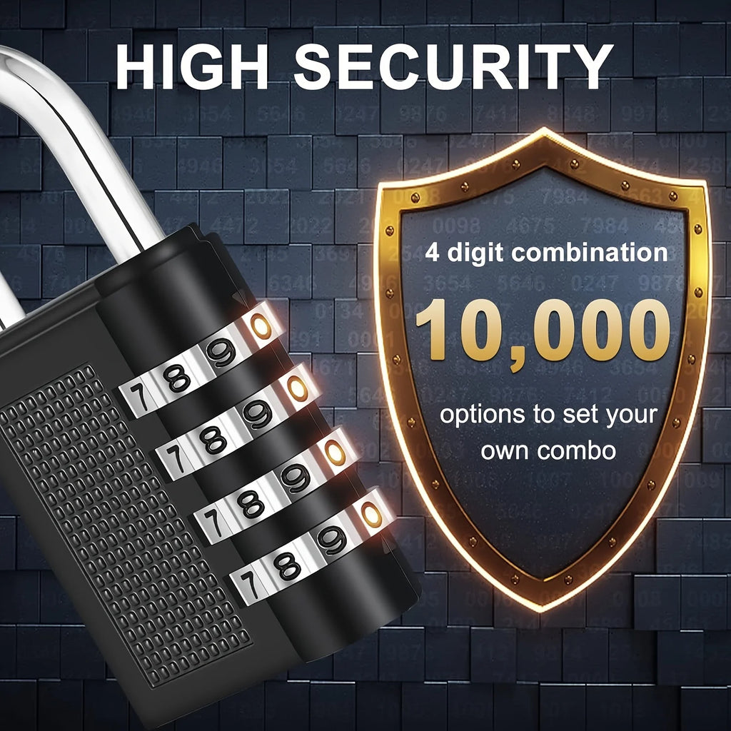 2-Pack Heavy-Duty 4-Dial Combination Padlocks - Keyless Security Locks with 4-Number Code, Corrosion-Resistant Oasis Select