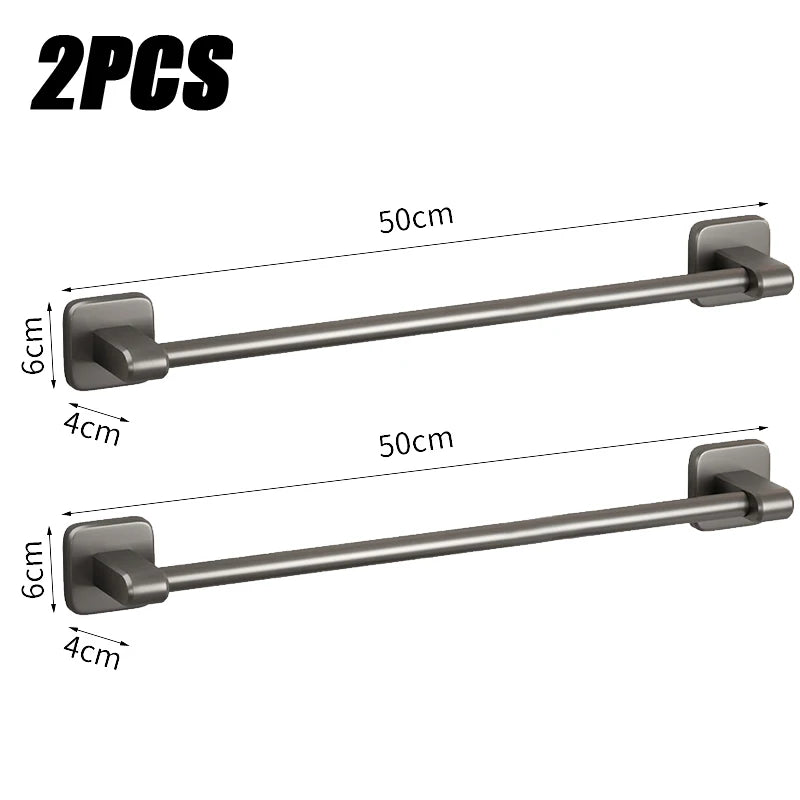 Bathroom Towel Rack Stainless Steel Towel Rack Slipper Rack Hole-Free Towel Bar Bathroom Shelf Organizer Kitchen Storage Racks Oasis Select Grey 50cm 2PCS