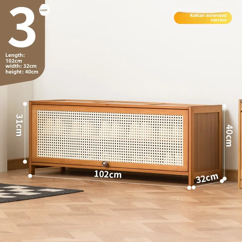 Imitation rattan woven shoe cabinet, simple shoe rack at the door of the home, economical, good-looking indoors Oasis Select Three layers 102