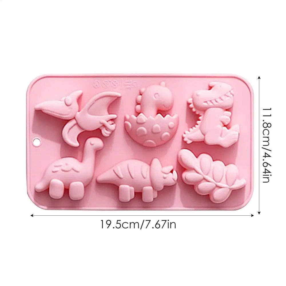 Dinosaur Jello Mold 6 Cavity Silicone Molds For DIY Cute Different Dinosaur Shapes Silicone Kawaii Animal Dino Mold For Kids Oasis Select Pink