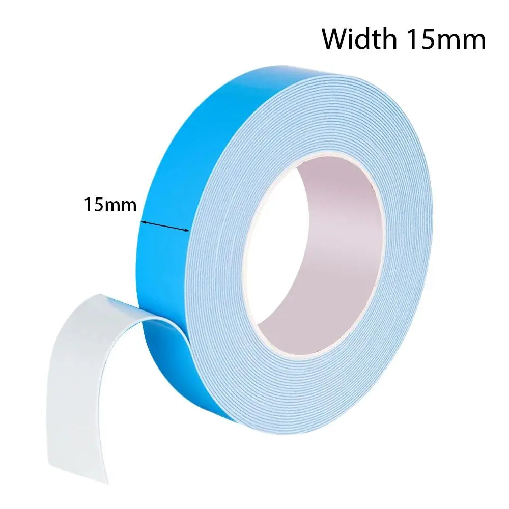 10Meters/Roll Blue Film White Double Sided Tape Strong Self Adhesive Multifunctional PE Foam Tape Sponge Strip Oasis Select Width 15mm