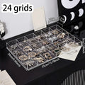 Transparent plastic jewelry storage box, jewelry tray, nail art, jewelry, rings, necklaces and other jewelry storage boxes Oasis Select Transparent-24 grids