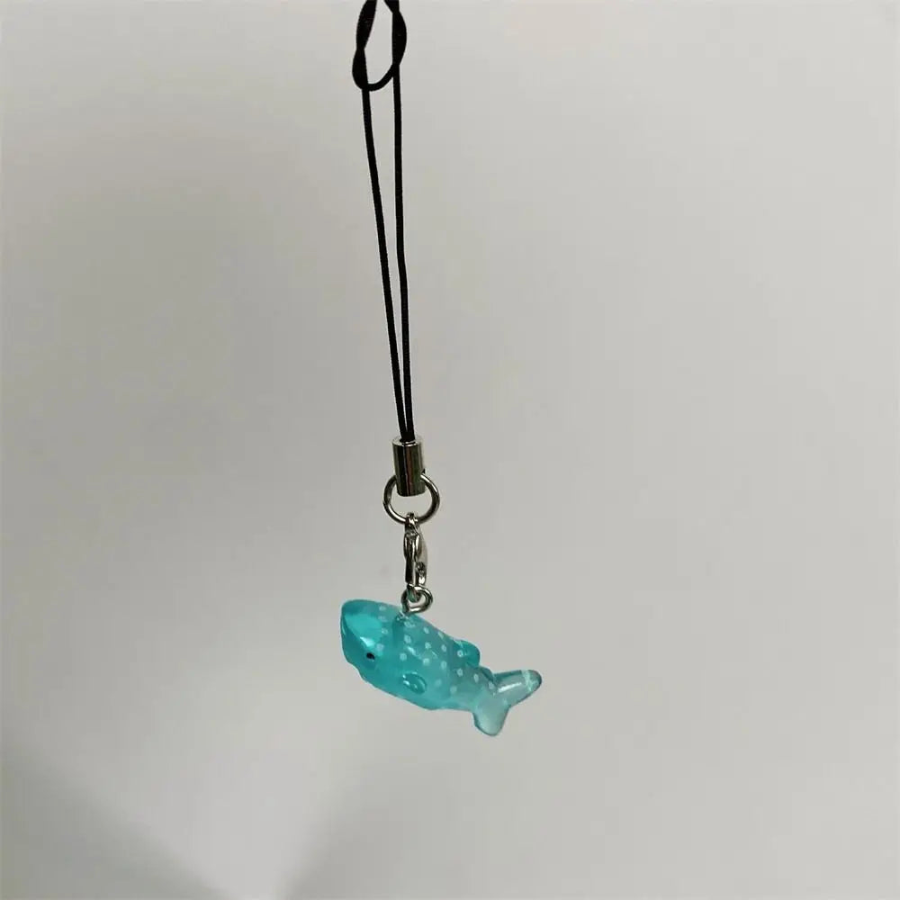 Jelly Sea Creature Phone Charms Blue Shark Sea Hare Black Whale Pink Axolotl Fish Phone Chain Cute Accessories Lanyard Keychain Oasis Select Blue whale
