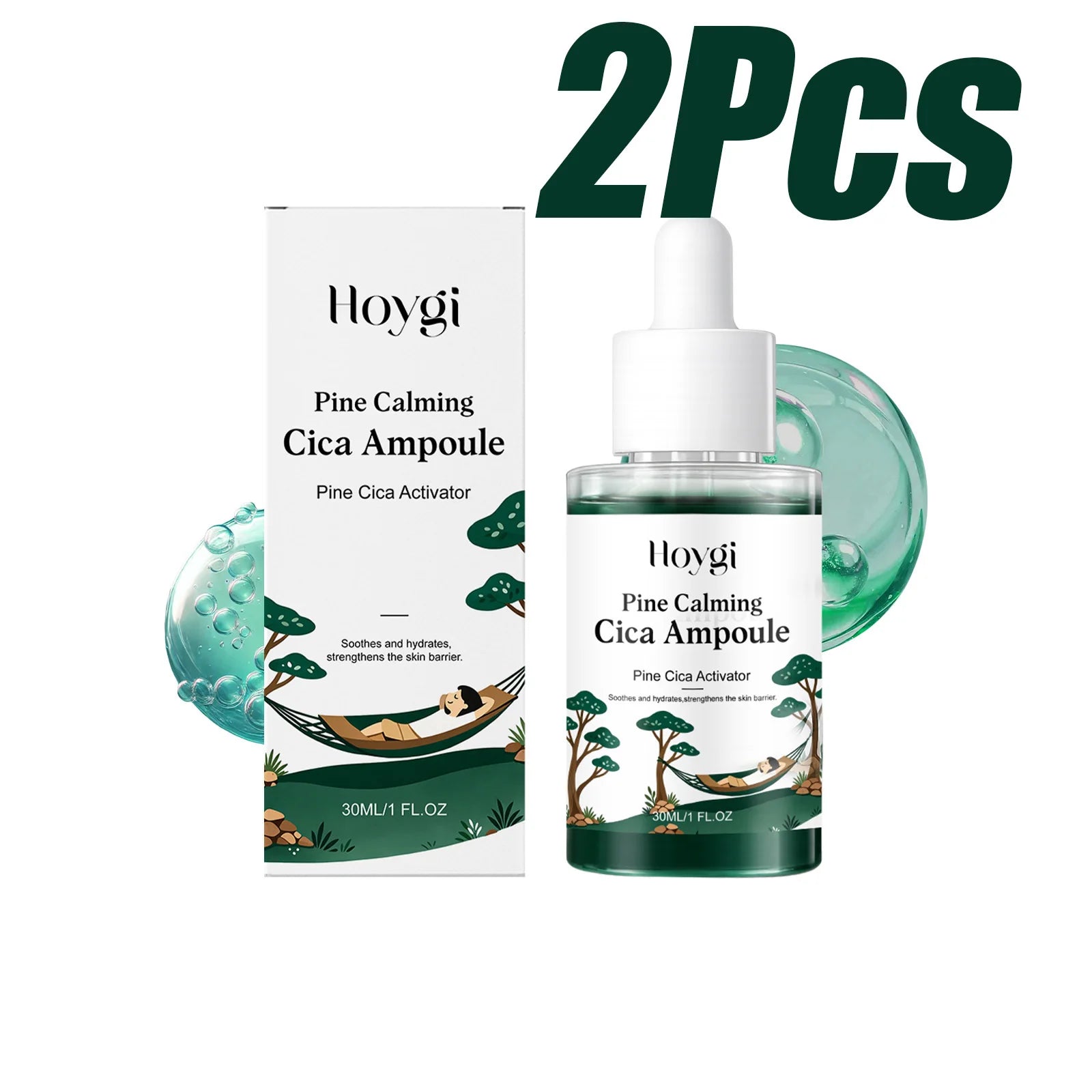 Hoygi Pine Cica Ampoule Serum – Hyaluronic Acid & Centella Face Serum Ampoule Oasis Select 2 x 30ml Boxed