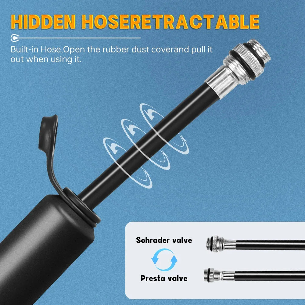 PHMAX 100Psi Mini Bike Pump Portable Cycling Manual Air Pump MTB Road Bicycle Tire Inflator Schrader Presta Valve Oasis Select