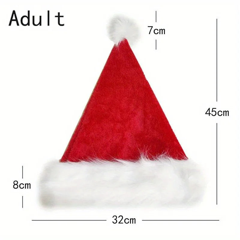 New Year Christmas Hat Plush Thickened Santa Claus Xmas Hats for Adult Kids Adjustable Christmas Caps Festive Party Decor Oasis Select