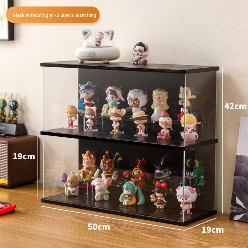 Figure building block display cabinet multi-layer stackable dust storage cabinet tide play figure transparent display box Oasis Select Black 2-50