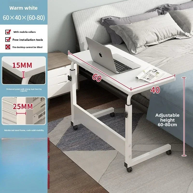 Multi-functional Household GoodsRemovable Bedside Table Lifting Table Lazy Computer Table Oasis Select White-B