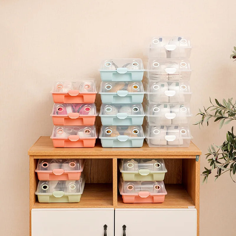 Storage Box Shoebox Transparent Household Storage Box Drawer Type Shoebox Thickened Plastic Shoebox Stackable Shoebox Dustproof Oasis Select