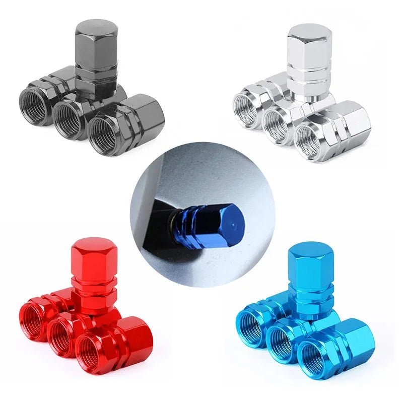 4/8Pcs Aluminum Alloy Car Tire Valve Caps Hex Tyre Valve Stem Cover Air Dust Caps Tire Valve Truck Bike Wheel Rim Valve Stem Cap Oasis Select