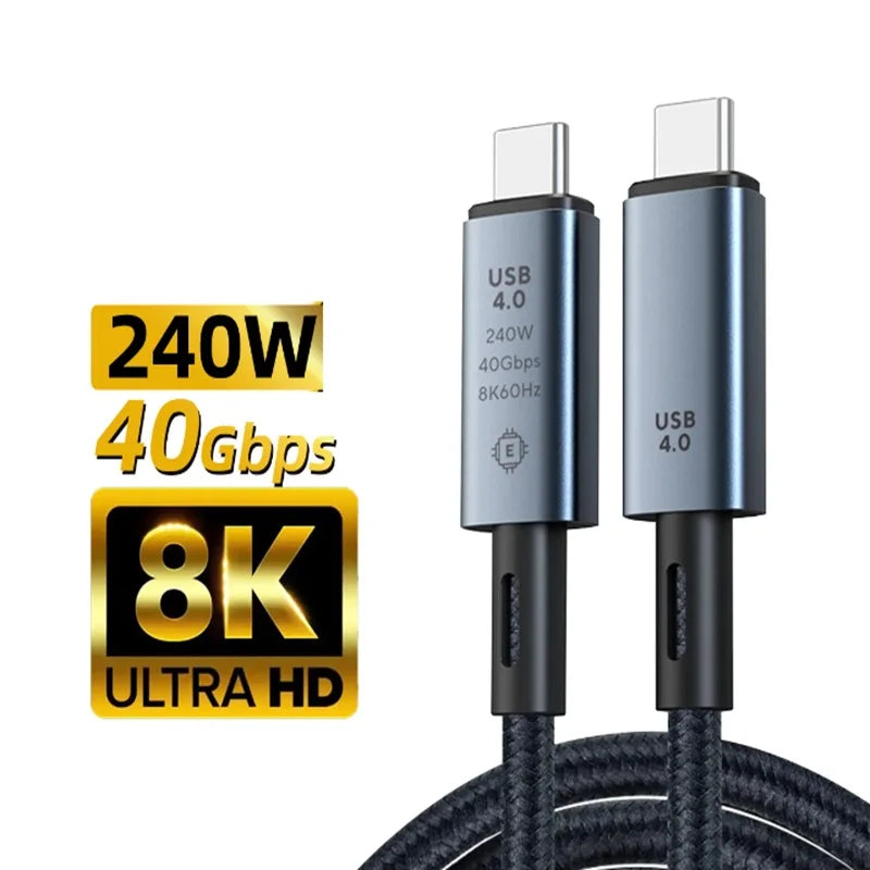1m 240W USB C to USB C Fast Charging Cable 40Gbps Data Cable with 8K Video Transfer Speed For iPhone 16 Pro Macbook TV Laptop Oasis Select USB4 240w 8k 40GB 1m
