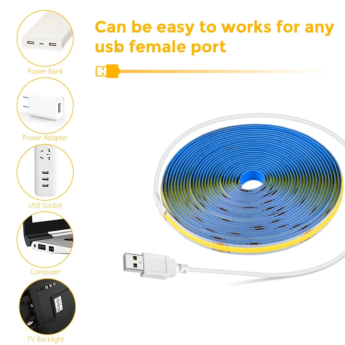 1-8pcs USB 5V COB LED Strip Light With Hand Sweep Sensor/Touch Dimmer/Key Switch LED Tape DIY Bedroom Kitchen Cabinet Backlight Oasis Select