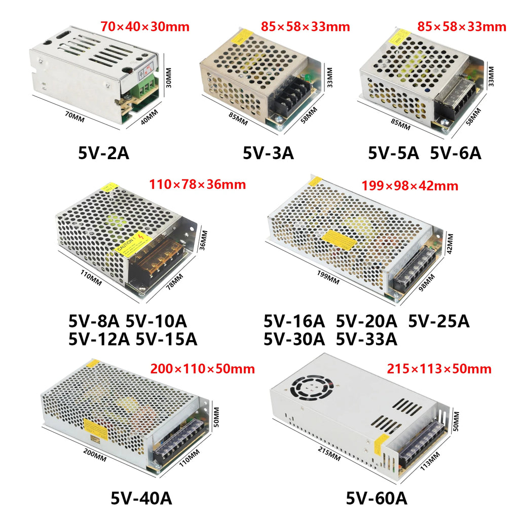 DC Switching Power Supply 220V 110V TO 12V 5V 24V Power Supply 5A 6A 8A 10A 12A 15A 20A 25A 30A Transformer For LED Strip Oasis Select