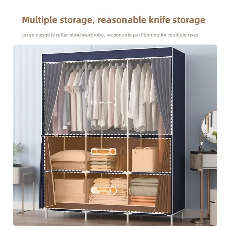 Multi-functional Simple wardrobe assembly wardrobe household simple storage steel frame modern wholesale cloth wardrobe Durable Oasis Select
