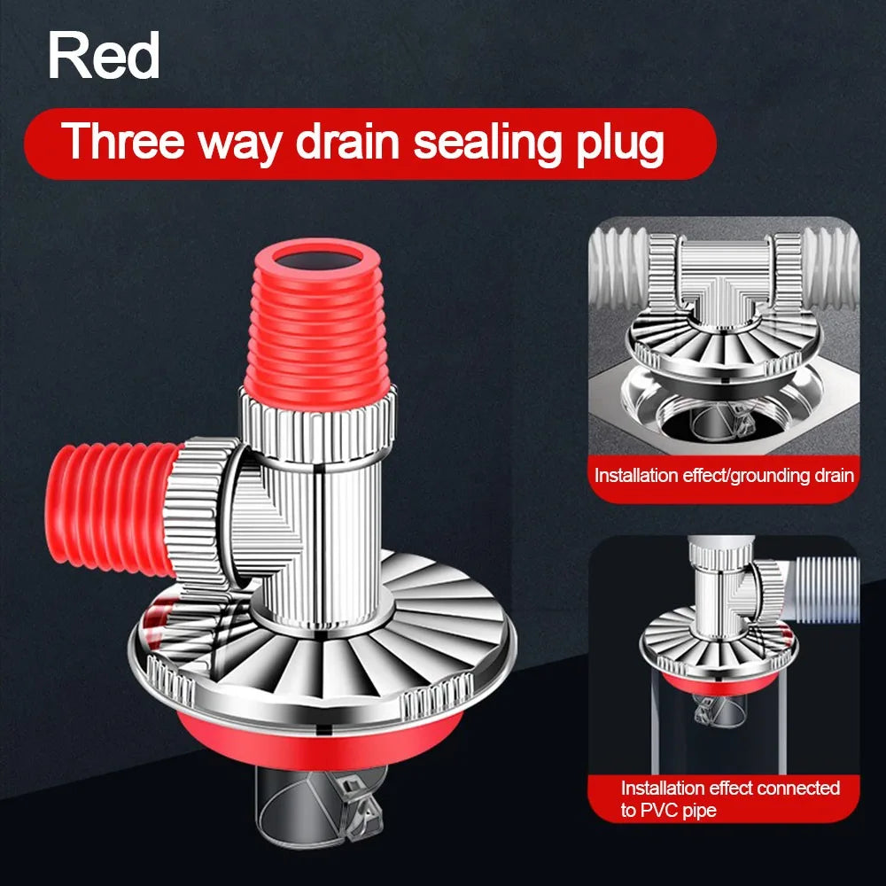 Anti Odor Sink Drain Pipe Adapter Sealing Ring Multifunctional Kitchen Basin Sewer Branch Drainage Water Pipe Joint Oasis Select Red