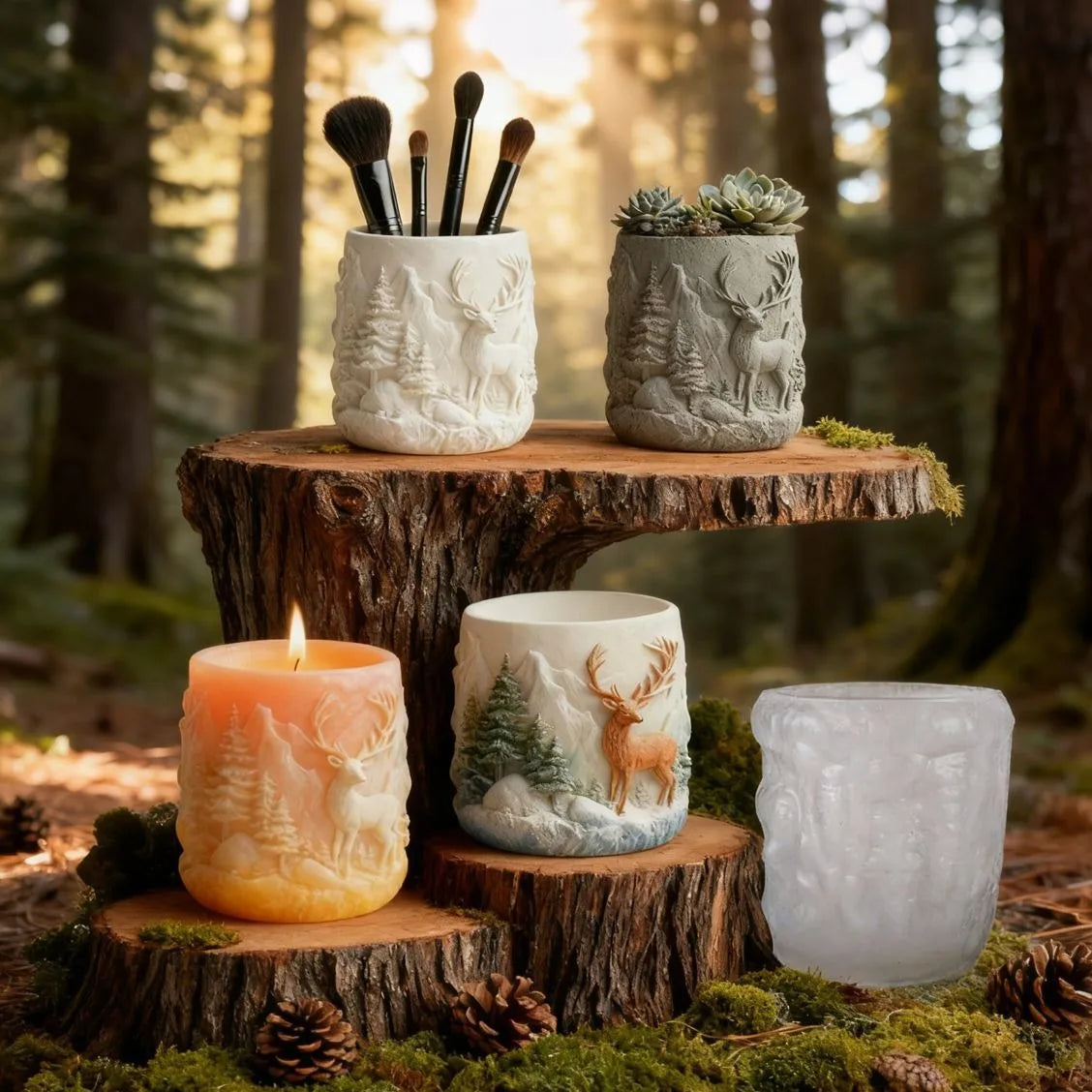 Deer Flowerpot Gypsum Cup Mold Aromatherapy Candle Cup Silicone Mold DIY Drip Storage Cup Mold Oasis Select