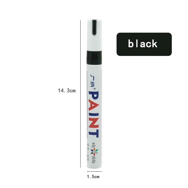 White Waterproof Cars Wheel Tire Oily Mark Pen Auto Rubber Tyre Paint Pen Cd Metal Permanent Paint Marker Graffiti Touch Up Oasis Select Black