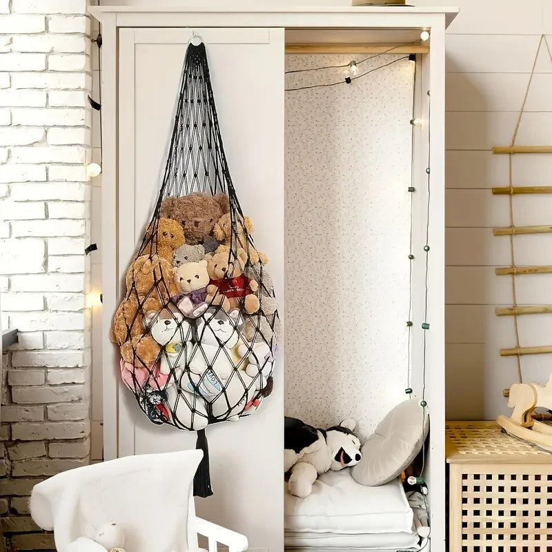 Large Capacity Plush Toy Hammock, Hanging Storage Net with Durable White Fabric for Stuffed Animal in Playroom Bedroom Decor Oasis Select