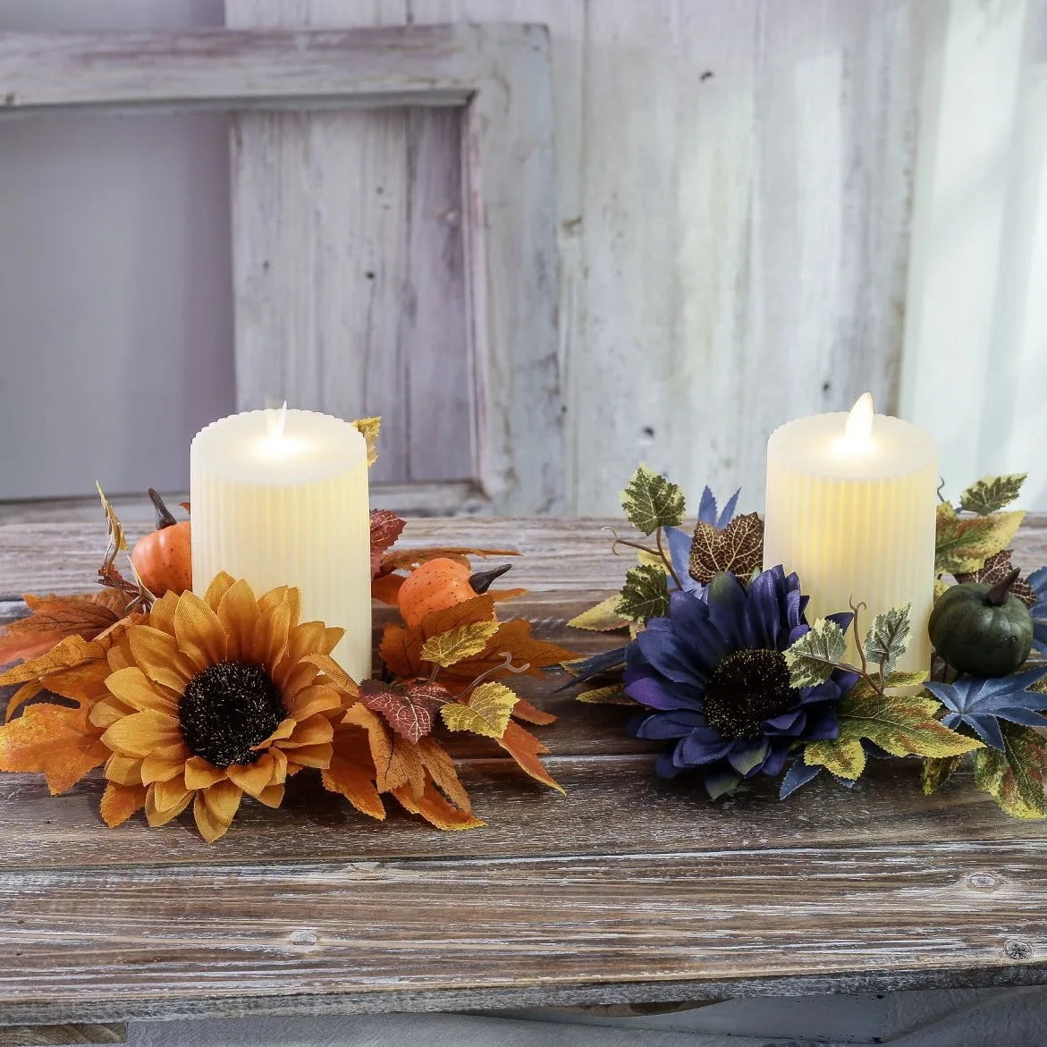 25cm Artificial Pinecone Candle Wreath Autumn Party Decor Pumpkin Maple Leaf Thanksgiving Day Wreath Party Home Ornaments Oasis Select